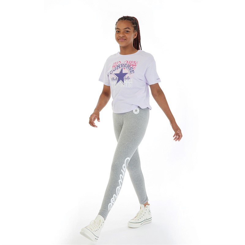 Converse Junior Girls Graphic Boyfriend T-Shirt Vapor Violet