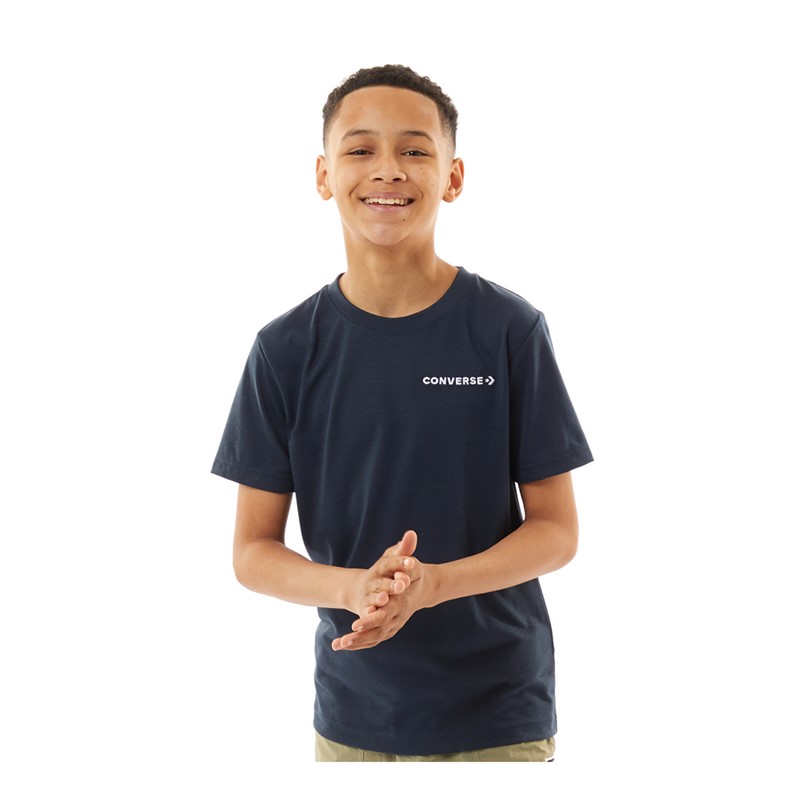 Converse Junior Boys Wordmark T-Shirt Converse Navy