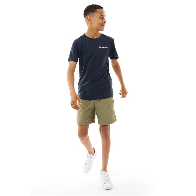 Converse Junior Boys Wordmark T-Shirt Converse Navy