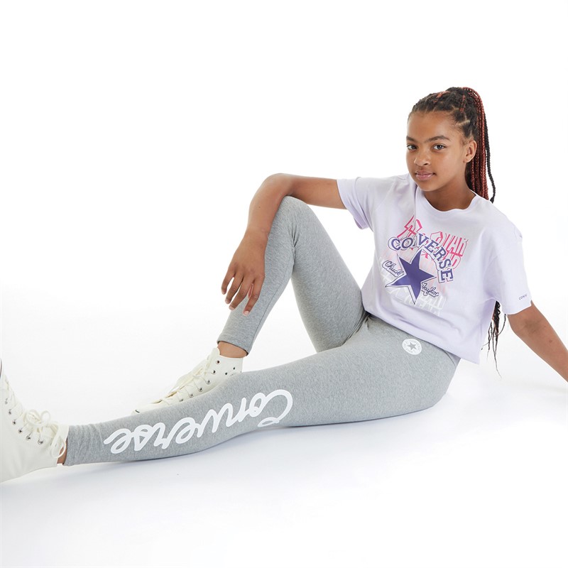 Converse Junior Girls Signature Chuck Patch Leggings Dark Grey Heather