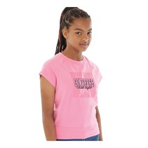 Converse Junior Girls Wide Rib Hem Grahic T-Shirt Oops Pink