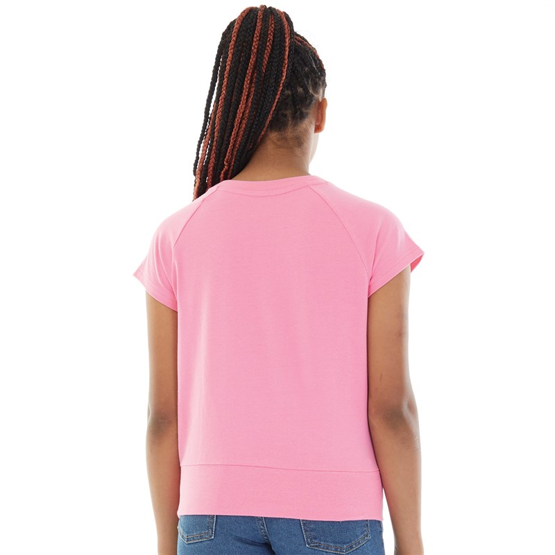 Converse Junior Girls Wide Rib Hem Grahic T-Shirt Oops Pink