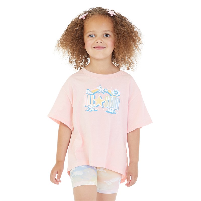 Converse Girls Graphic T-Shirt And Biker Shorts Set Sunny Oasis