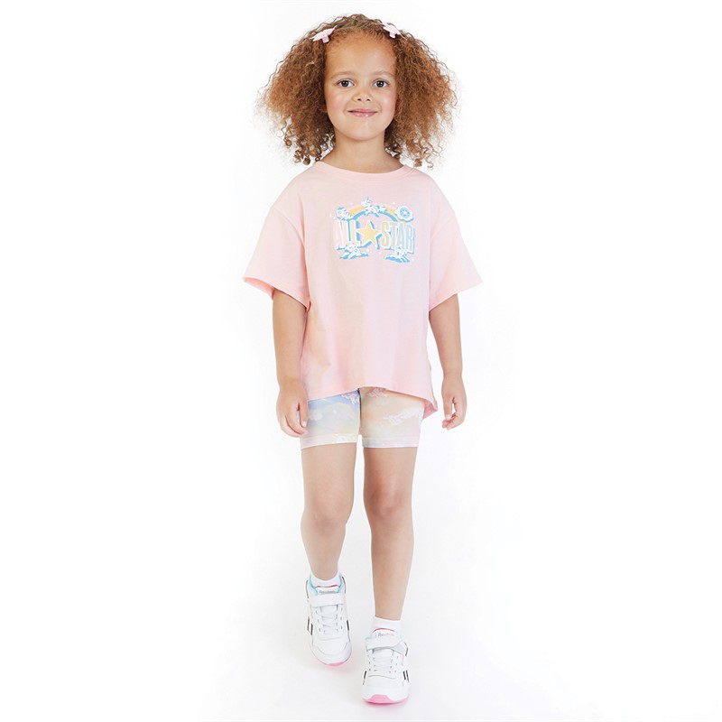 Converse Girls Graphic T-Shirt And Biker Shorts Set Sunny Oasis