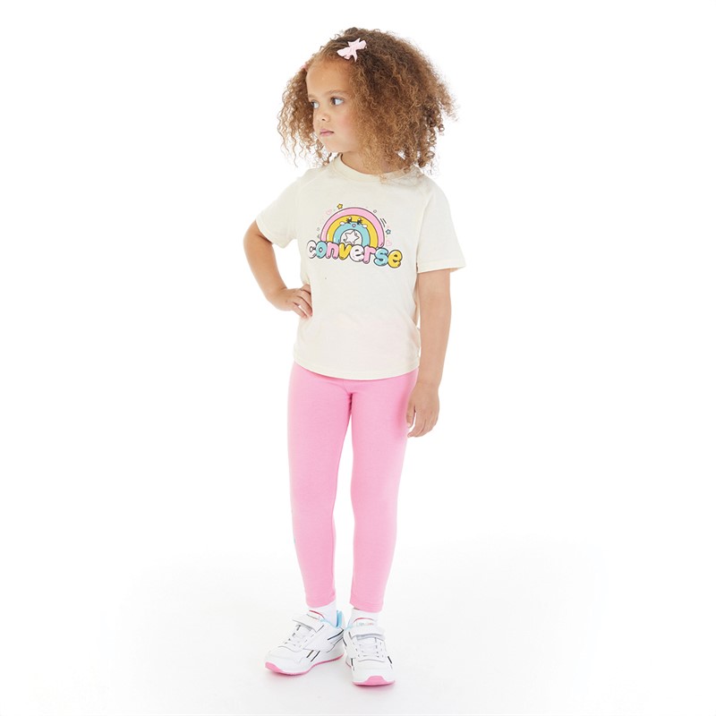 Converse Girls Graphic T-Shirt And Leggings Set Oops Pink