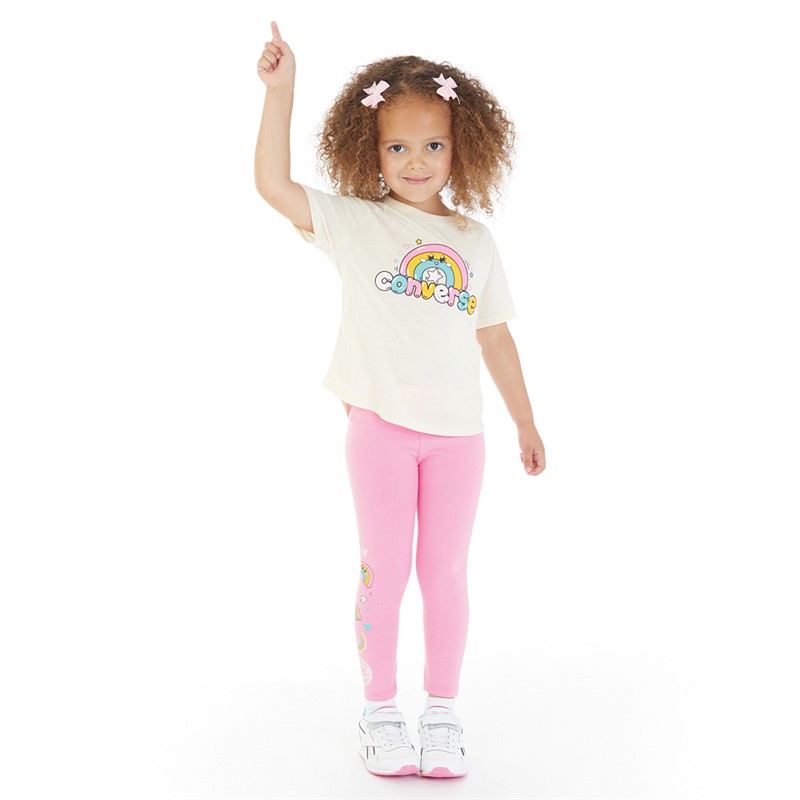 Converse Girls Graphic T-Shirt And Leggings Set Oops Pink