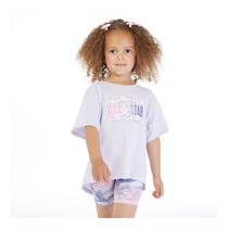 Converse Girls Graphic T-Shirt And Biker Shorts Set Comic Purple