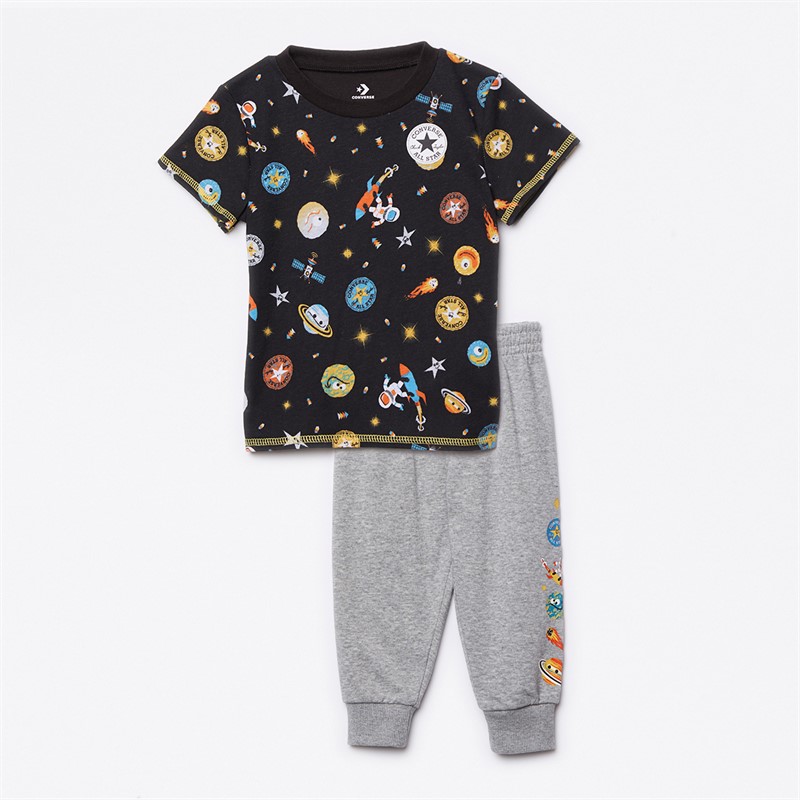 Converse Infant Boys Space Cruisers AOP T-Shirt And Joggers Set Dark Grey Heather