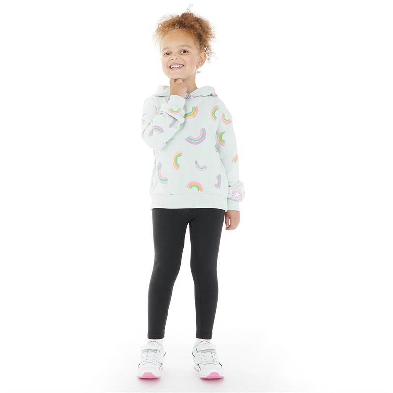 Converse Girls Rainbow Printed Hoodie And Leggings Set Black