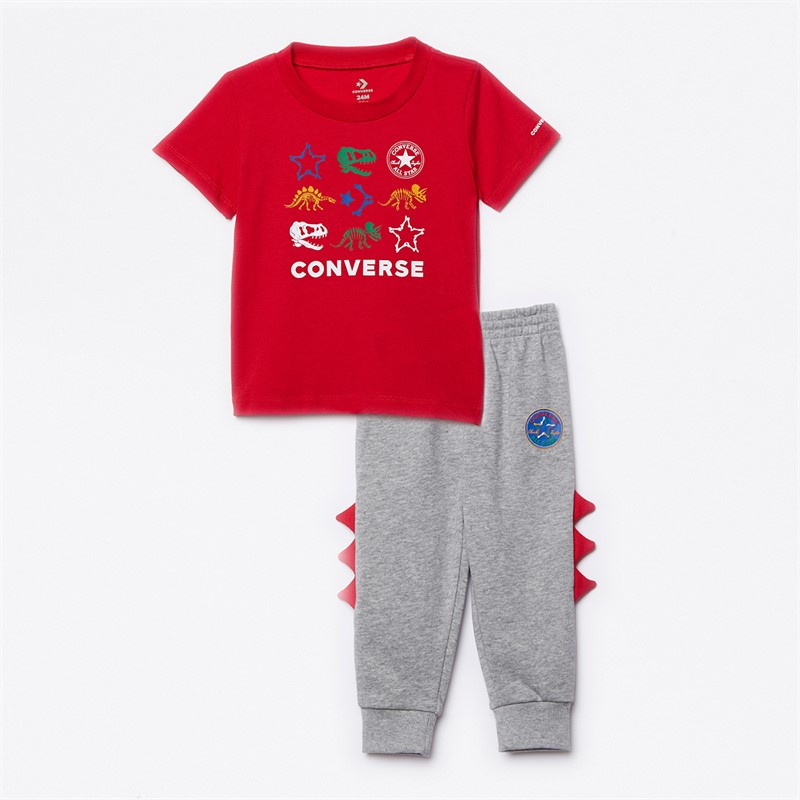 Converse Infant Boys Dinos T-Shirt And Joggers Set Dark Grey Heather