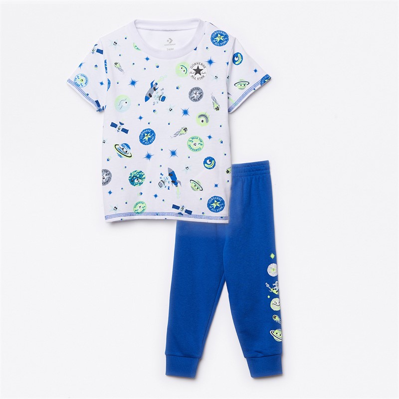 Converse Infant Boys Space Cruisers AOP T-Shirt And Joggers Set Converse Blue