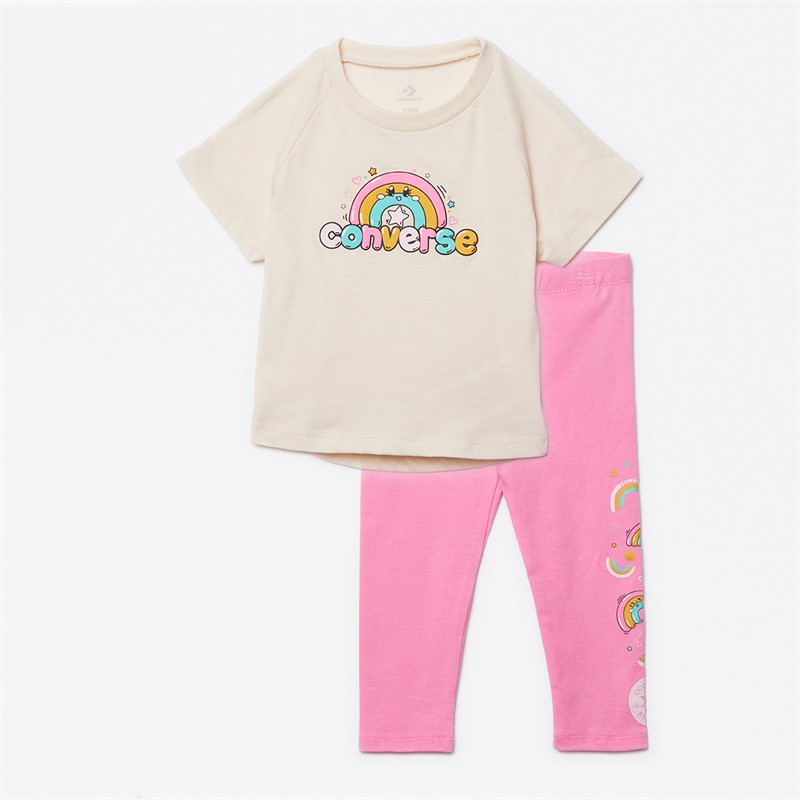 Converse Infant Girls Graphic T-Shirt And Leggings Set Oops Pink