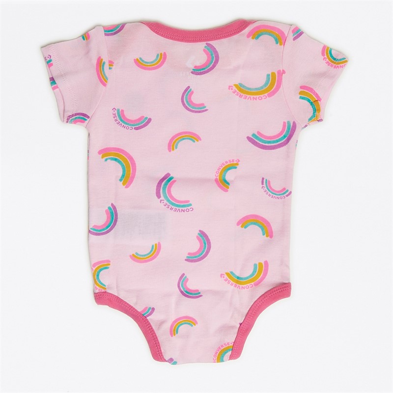 Converse Baby Girls Rainbow Three Piece Babygrow Boxed Gift Set Pink Foam