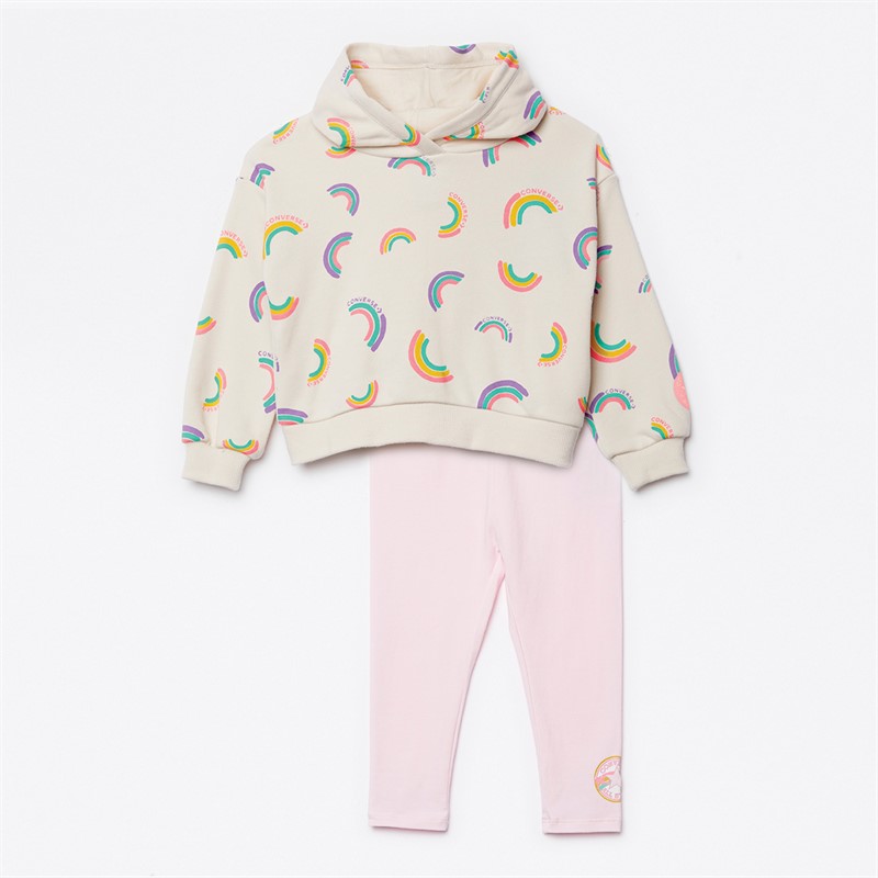 Converse Infant Girls Rainbow Hoodie And Leggings Set Pink Foam