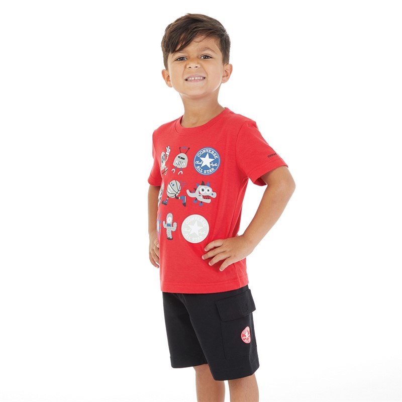 Converse Boys Graphic T-Shirt And Cargo Shorts Set Black