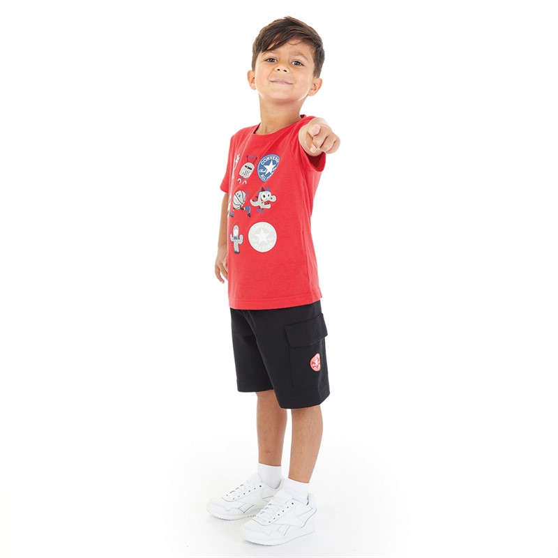 Converse Boys Graphic T-Shirt And Cargo Shorts Set Black