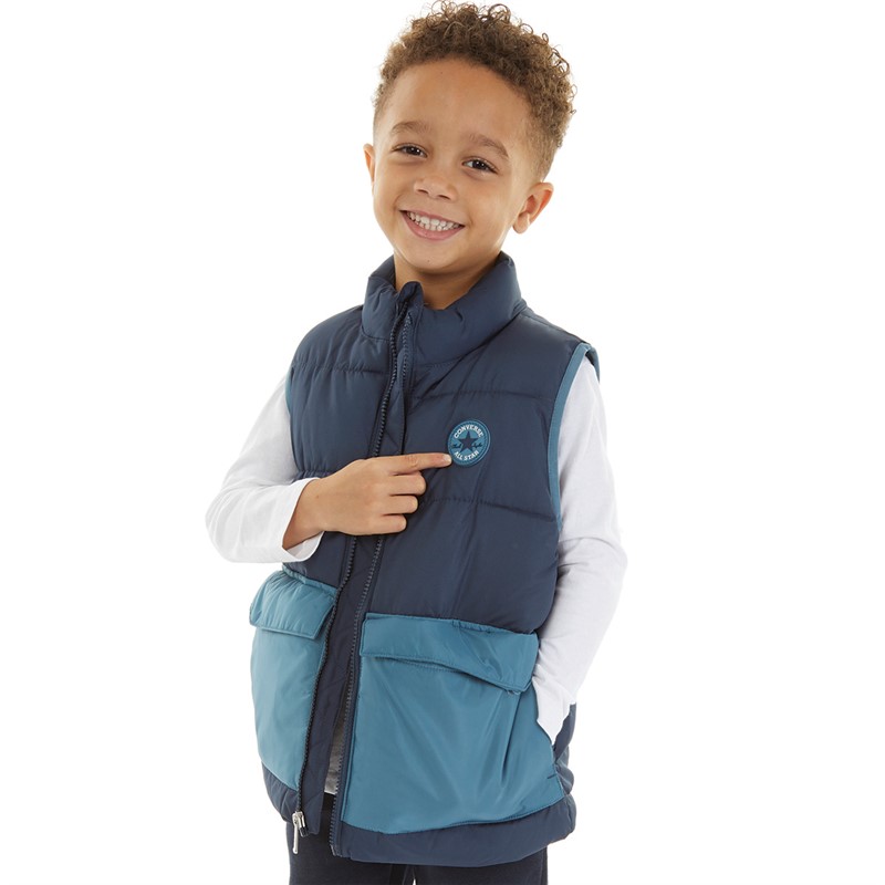 Converse Boys Big Pocket Padded Gilet Converse Navy