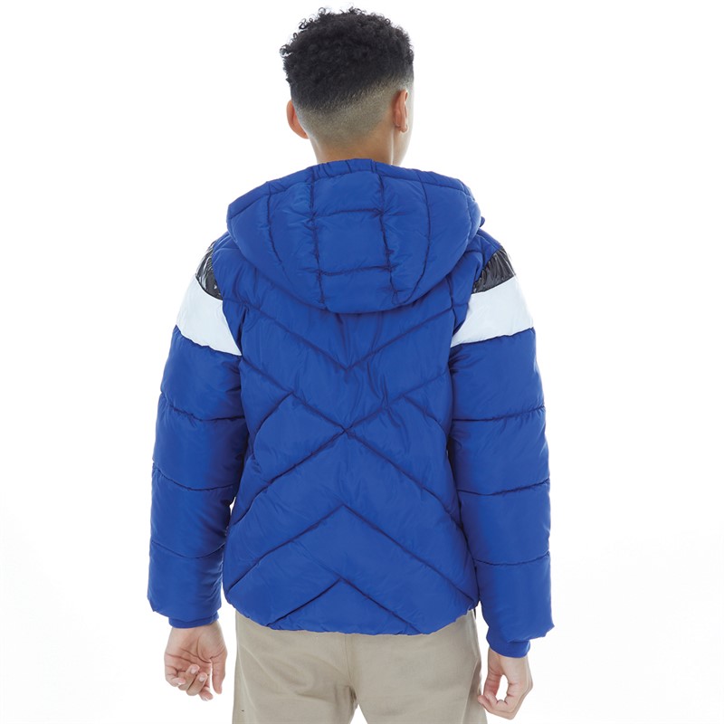 Converse Junior Boys Chevron Color Block Padded Hooded Jacket Converse Blue