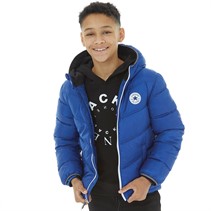 Converse Junior Boys Solid Midweight Padded Hooded Jacket Converse Blue