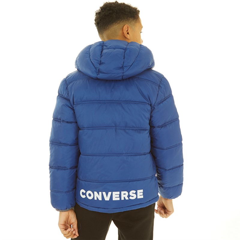 Converse Junior Boys Solid Midweight Padded Hooded Jacket Converse Blue