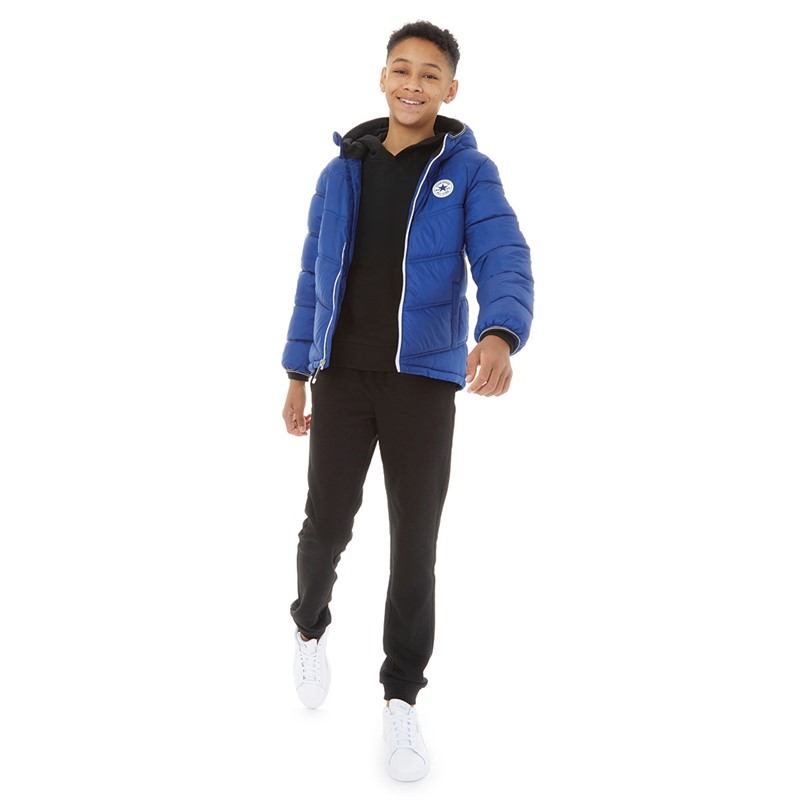 Converse Junior Boys Solid Midweight Padded Hooded Jacket Converse Blue