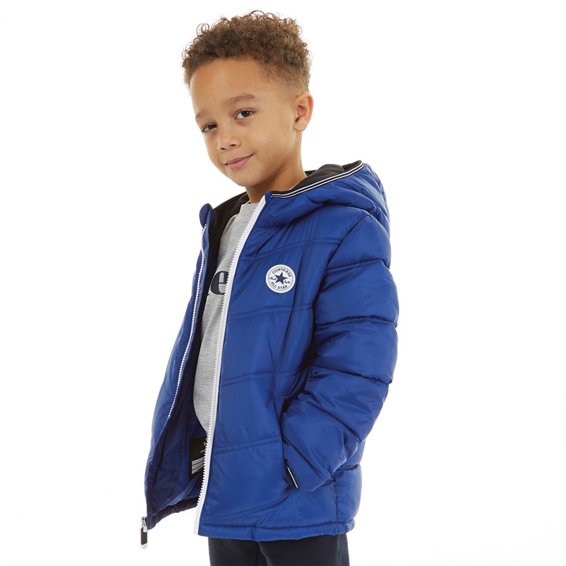 Converse Boys Solid Midweight Padded Hooded Jacket Converse Blue