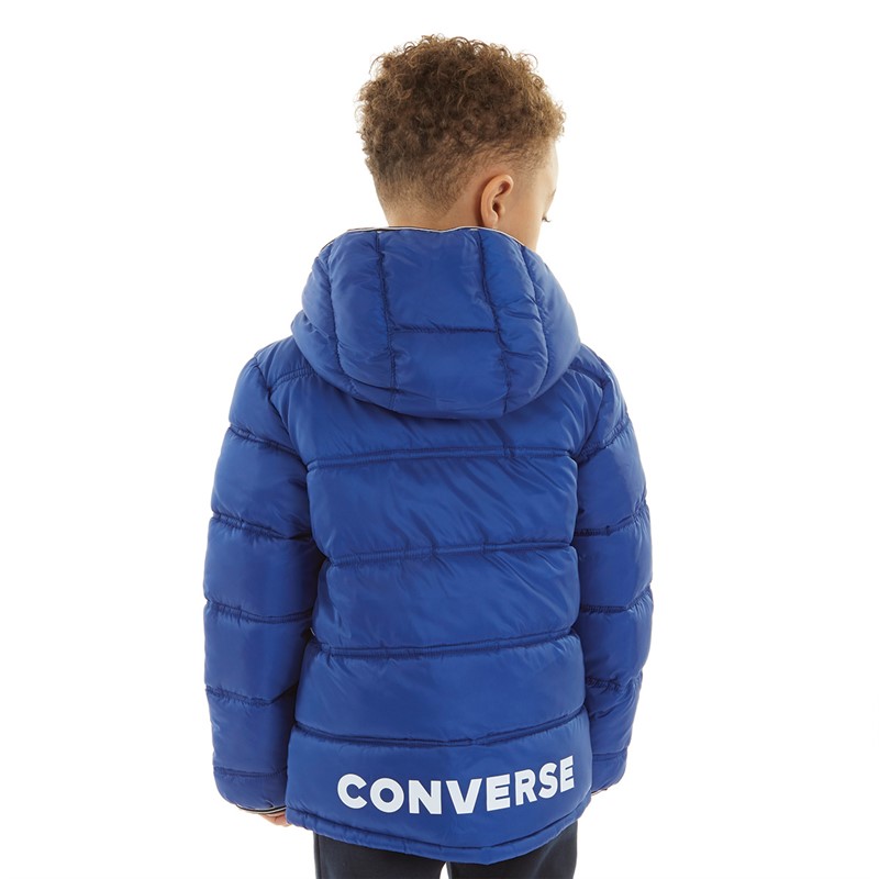 Converse Boys Solid Midweight Padded Hooded Jacket Converse Blue