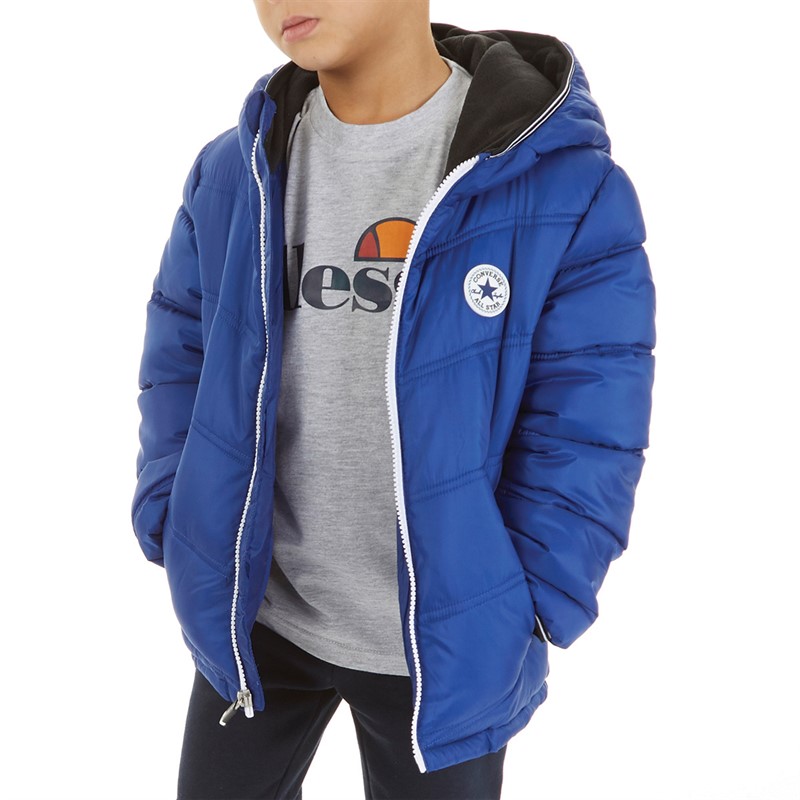 Converse Boys Solid Midweight Padded Hooded Jacket Converse Blue