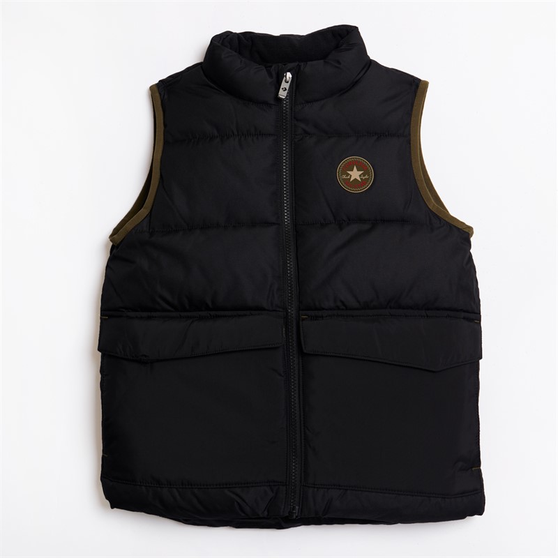 Converse Boys Big Pocket Padded Gilet Black