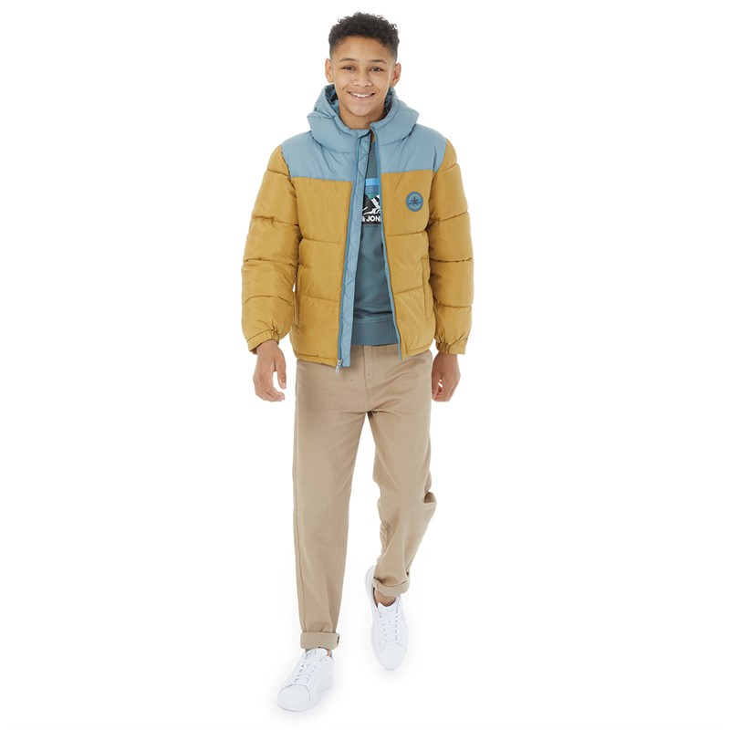 Converse Junior Boys Color Block Padded Hooded Jacket Dunescape