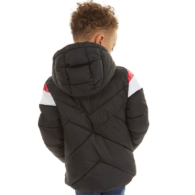 Converse Boys Chevron Color Block Padded Hooded Jacket Black