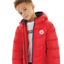 Converse Boys Solid Midweight Padded Hooded Jacket University Red