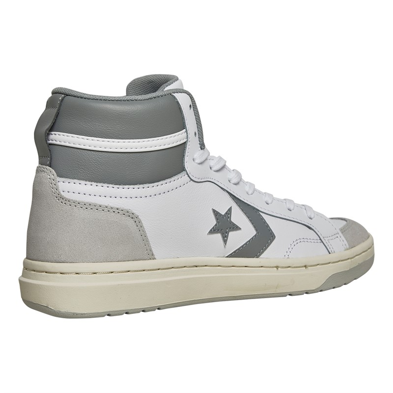 Converse Pro Blaze Classic Leather And Suede Trainers White/Ash Stone/Egret