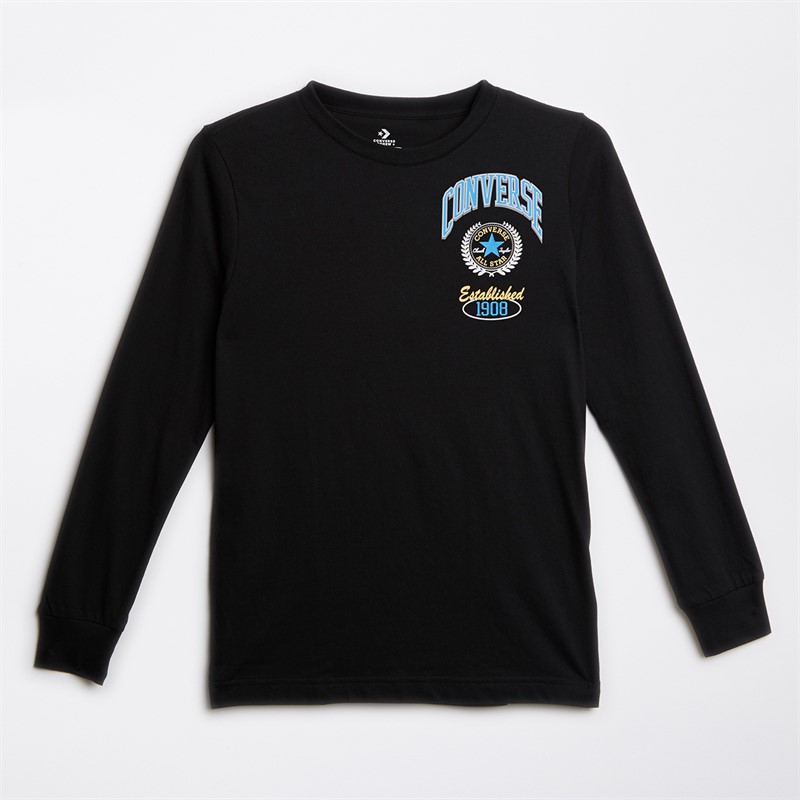 Converse Junior Sport Stack Long Sleeve T-Shirt Black