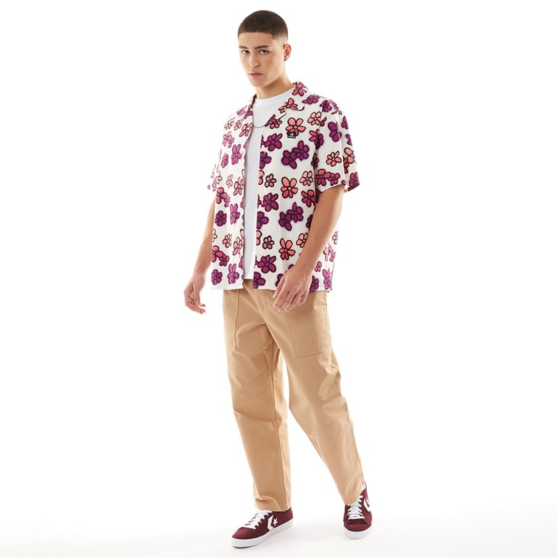 Converse Mens Floral Short Sleeve Collar Shirt Floral AOP