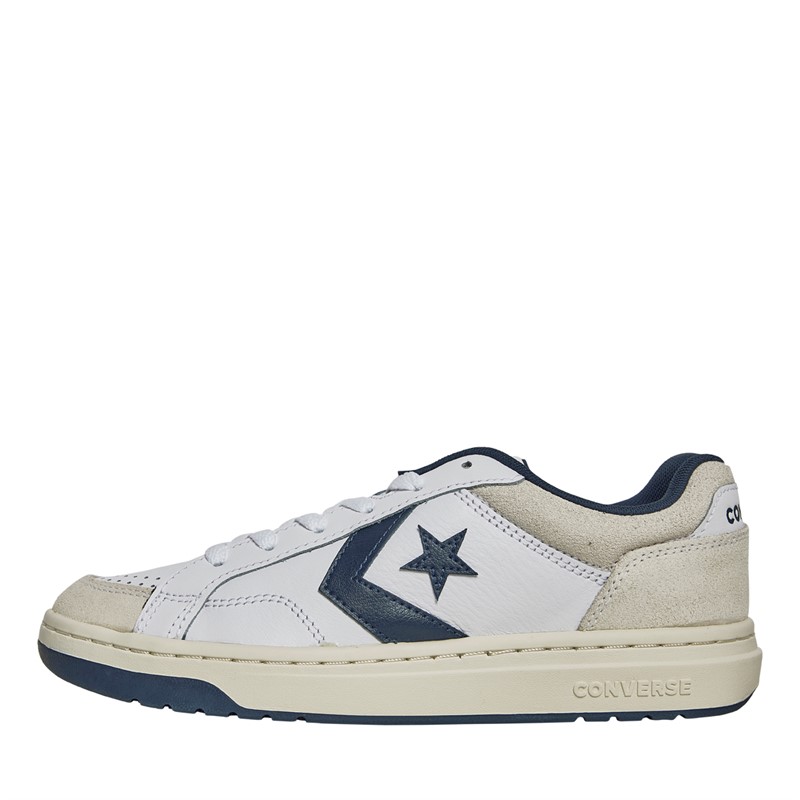 Converse Pro Blaze Classic Leather And Suede Trainers White/Navy/Vaporous Gray