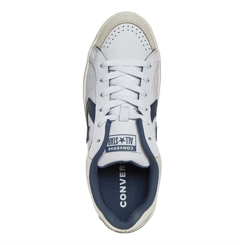 Converse Pro Blaze Classic Leather And Suede Trainers White/Navy/Vaporous Gray