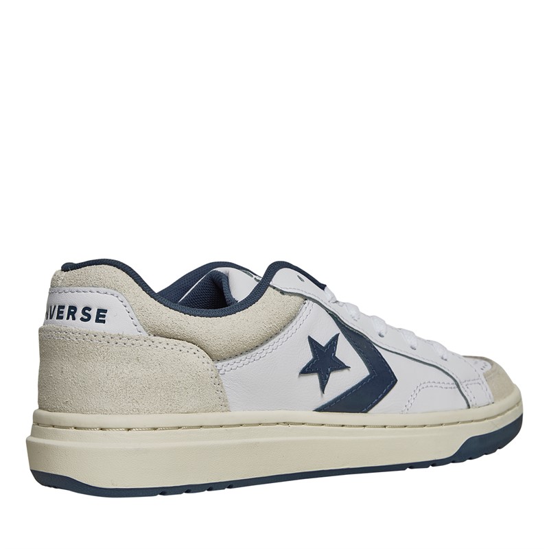 Converse Pro Blaze Classic Leather And Suede Trainers White/Navy/Vaporous Gray