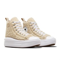 Converse Junior Chuck Taylor All Star Move Platform Sherpa Trainers Beach Stone/White/Black