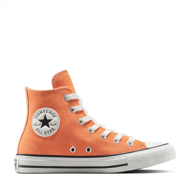 Converse Chuck Taylor All Star Hi Colorful Suede Trainers Pennant Orange/Egret/Black - Size 9