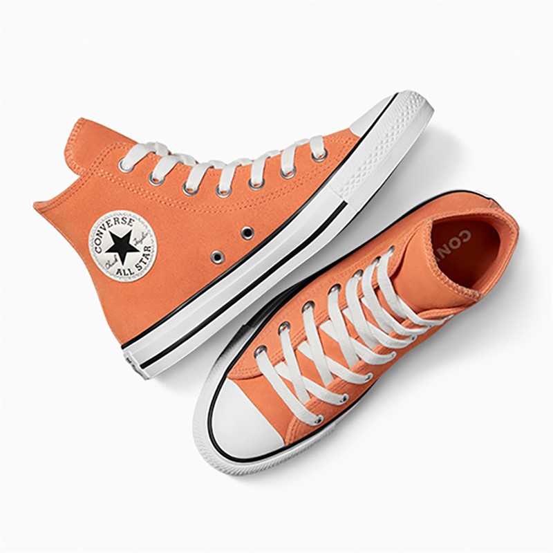 Converse Chuck Taylor All Star Hi Colorful Suede Trainers Pennant Orange/Egret/Black