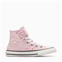 Converse Girls Chuck Taylor All Star Hi Embroidered Polka Dots Easy On Trainers Sugar Berry/Vintage White