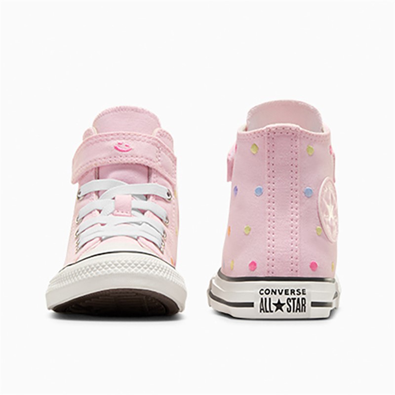 Converse Girls Chuck Taylor All Star Hi Embroidered Polka Dots Easy On Trainers Sugar Berry/Vintage White