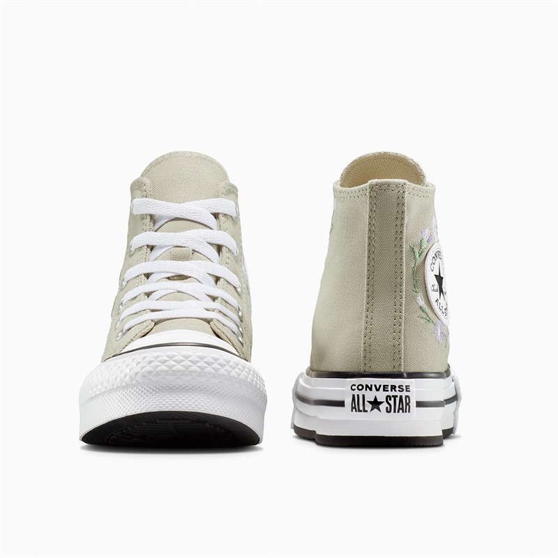 Converse Kids Chuck Taylor All Star Lift Platform Hi Florals Trainers Pale Surplus/White/Violet Heat