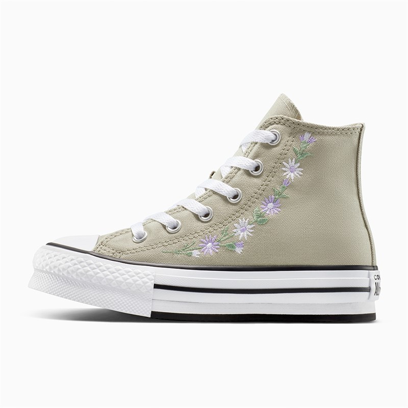 Converse Kids Chuck Taylor All Star Lift Platform Hi Florals Trainers Pale Surplus/White/Violet Heat