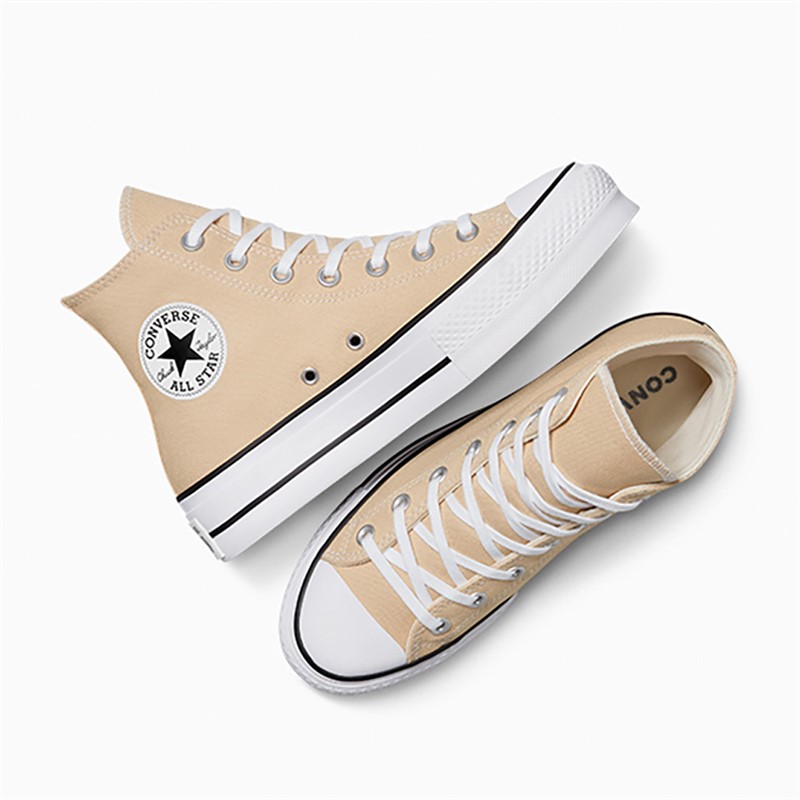 Converse Womens Chuck Taylor All Star Lift Platform Hi Trainers Coastal Dune/White/Black