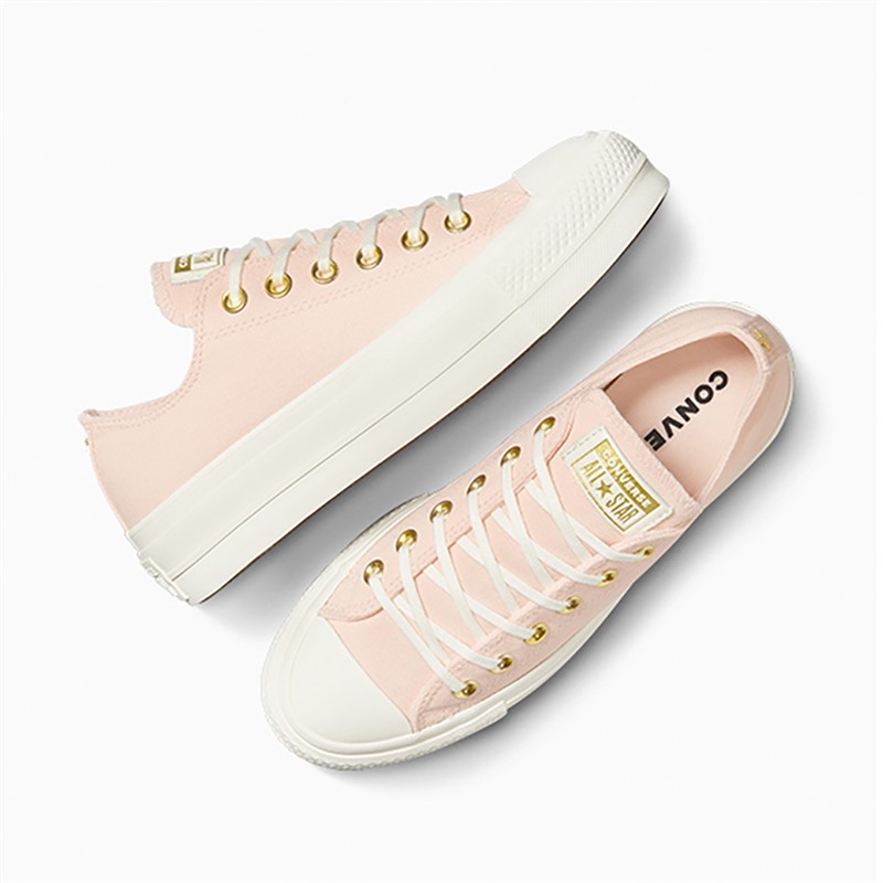Converse Womens Chuck Taylor All Star Lift Platform Ox Gold Trainers Pale Petal/Egret/Gold