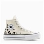 Converse Womens Chuck Taylor All Star Lift Platform Hi Embroidered Trainers Egret/Coastal Dune/Black