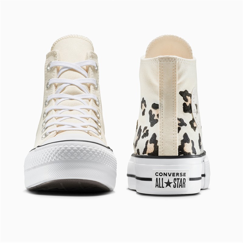 Converse Womens Chuck Taylor All Star Lift Platform Hi Embroidered Trainers Egret/Coastal Dune/Black