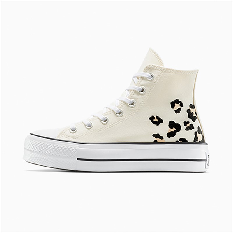 Converse Womens Chuck Taylor All Star Lift Platform Hi Embroidered Trainers Egret/Coastal Dune/Black
